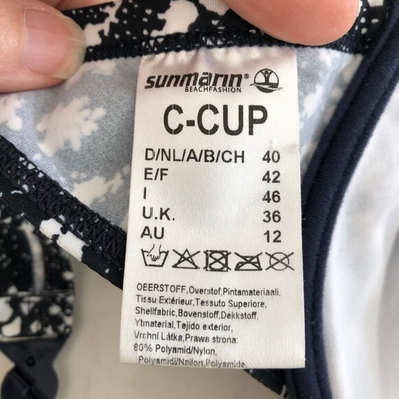 Sunmarin Beach Fashion Swim Nylon/Elastane Bikini Top Navy + White Sz 10 NWOT - Picture 7 of 9